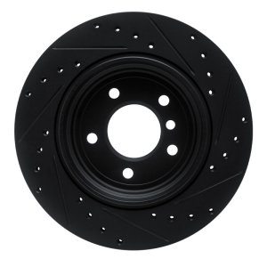 BMW 330CI Brake Rotor (1) - Rear Left - R1 Concepts - Drilled & Slotted - Black - `01-`06